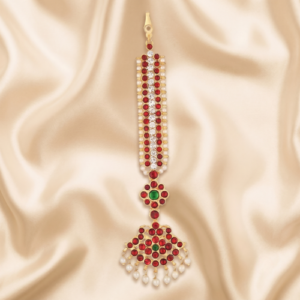 bharatanatyam nethi chutti maang tikka with kemp stones