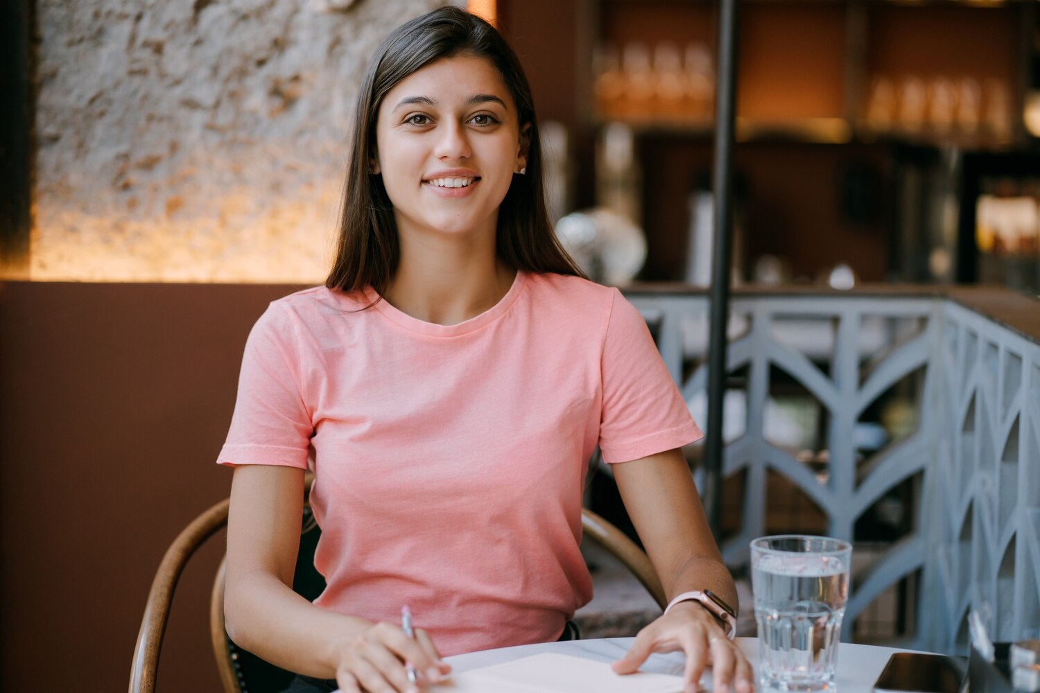 writing dairy note coffee shop concept as memory life woman coffee shop smiling woman making notes notepad 1153 8262